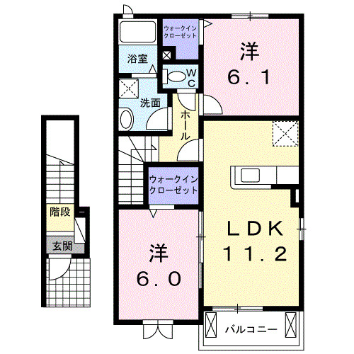 嬉野市嬉野町大字下野のアパートの間取り