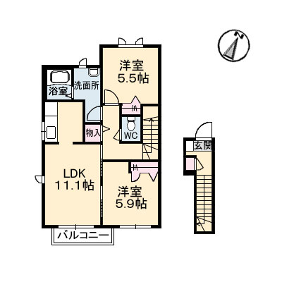 岡山市東区瀬戸町下のアパートの間取り