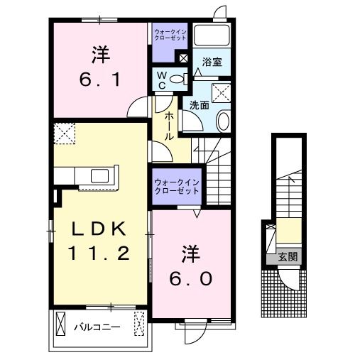 【栃木市都賀町升塚のアパートの間取り】