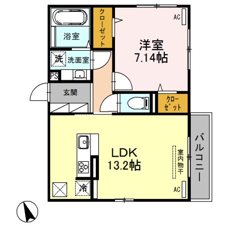 クリスタＢ(Ｄ-ｒｏｏｍ)の間取り