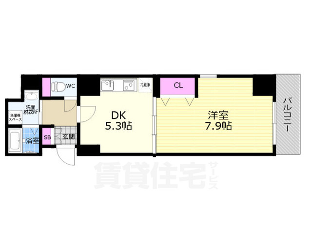 京都市下京区西七条北衣田町のマンションの間取り