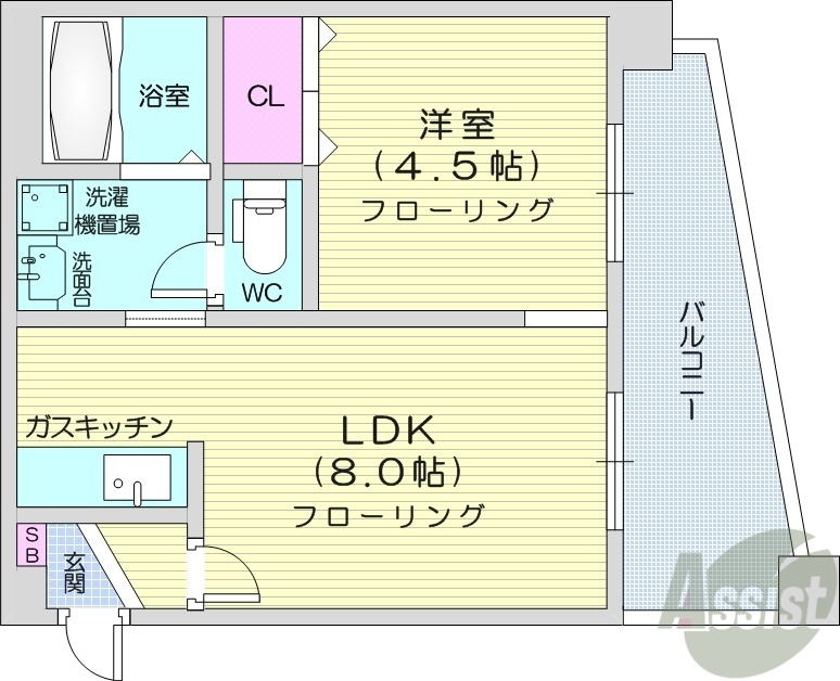 【札幌市中央区南五条西のマンションの間取り】