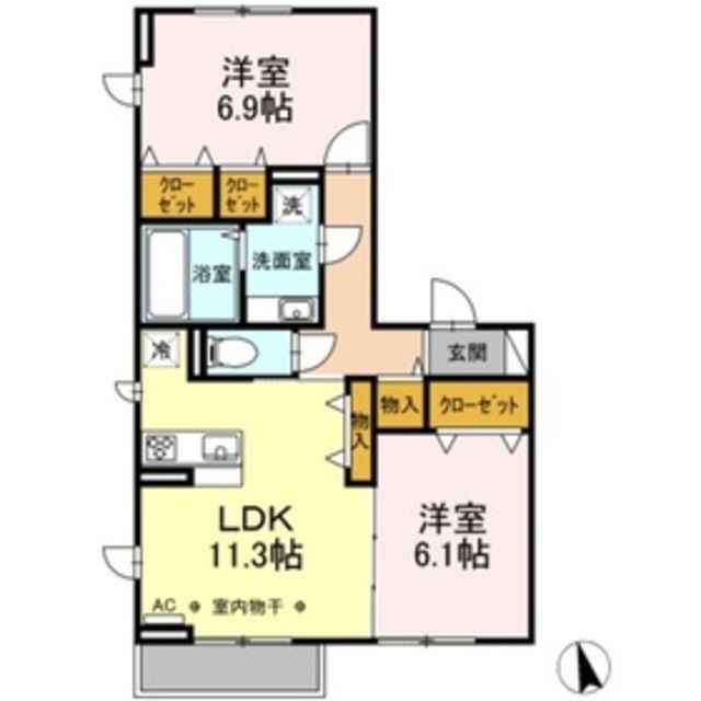 Ｄ-ｒｏｏｍ西平山Ａ棟の間取り