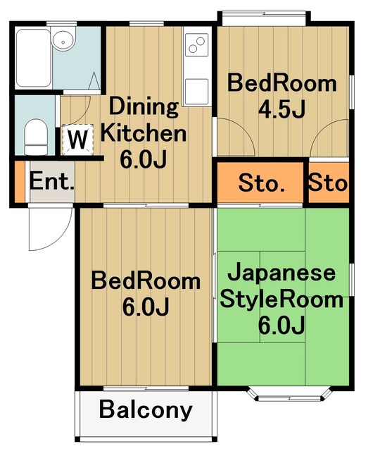 相模原市中央区横山台のアパートの間取り