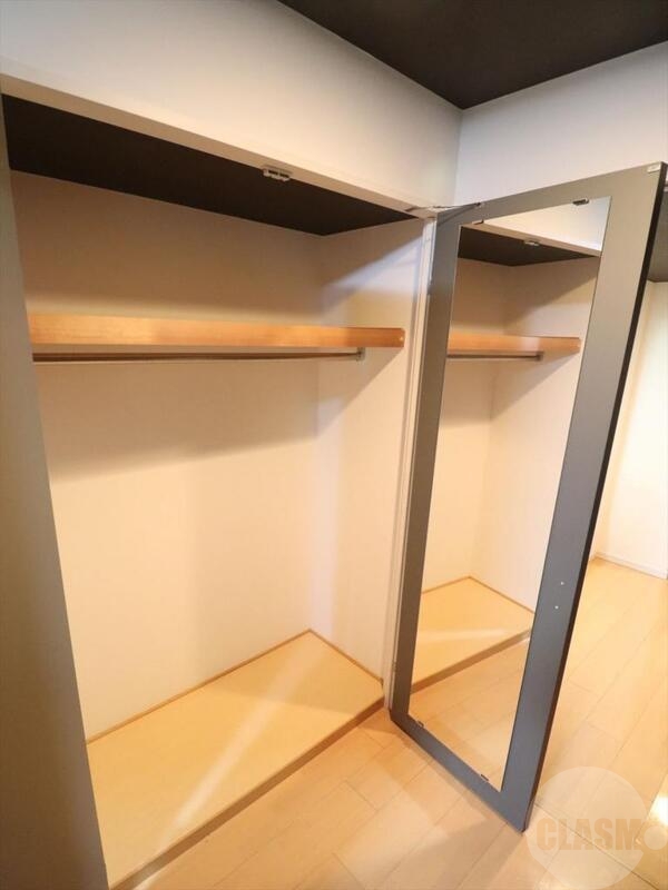 収納　鏡付きのクローゼット収納