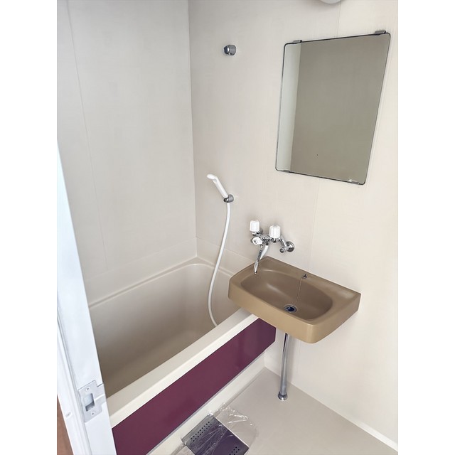 バス・シャワールーム　洗面ボウル付きの浴室