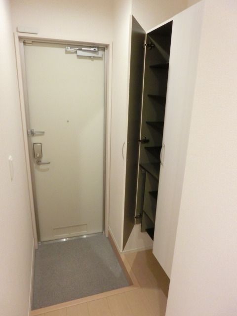 玄関　トールタイプのシューズボックス・姿見付玄関