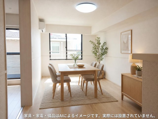 居室・リビング　※家具・家電・備品等はＡＩ画像生成により配置例を示したもので