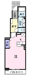 福山市御幸町大字上岩成のアパートの間取り