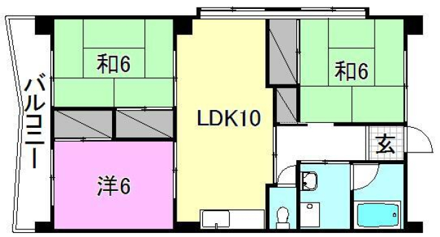 松山市山越のマンションの間取り