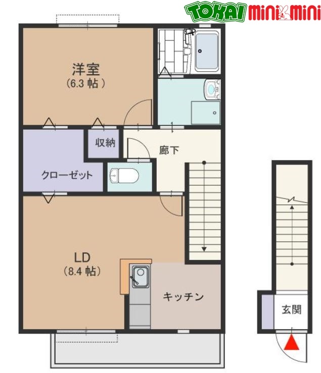 サンガーデン上川　B棟の間取り