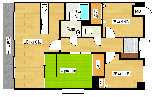 広島市南区宇品神田のマンションの間取り