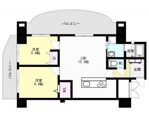 福岡市早良区高取のマンションの間取り