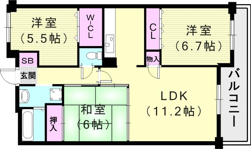 ろうきん鈴蘭台コーポの間取り