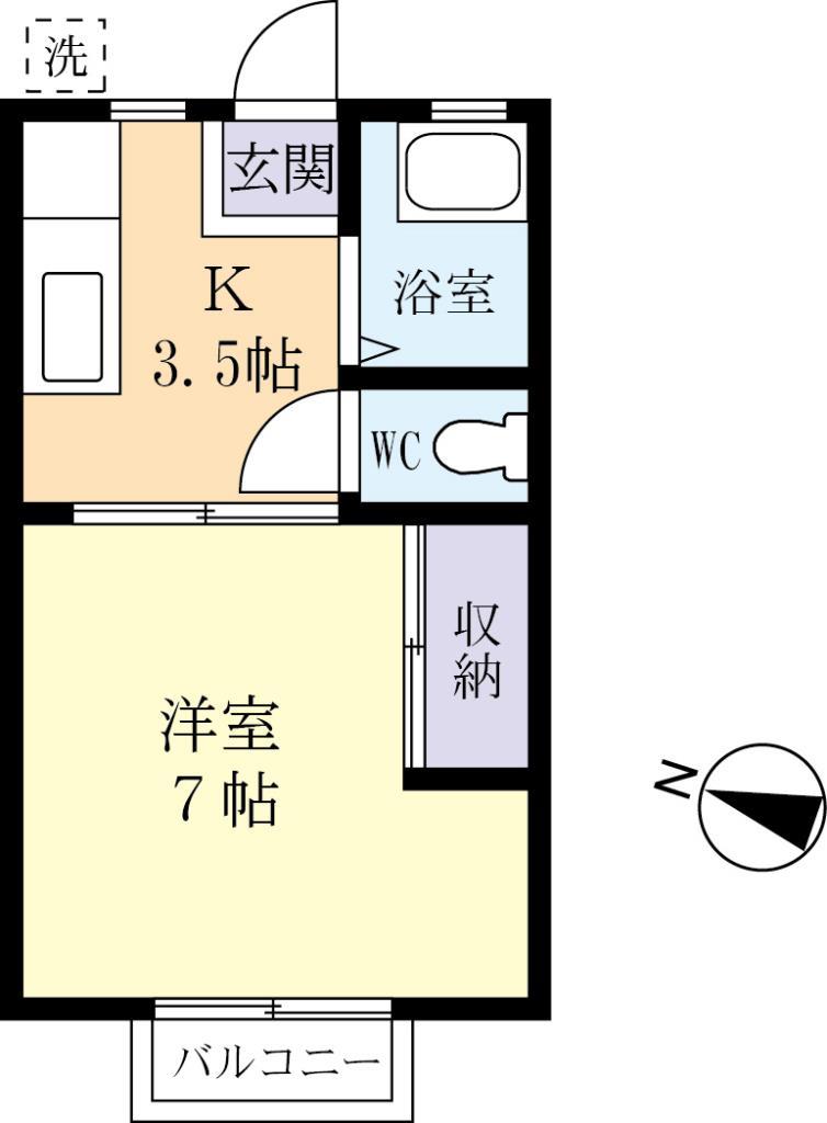 土浦市下高津のアパートの間取り