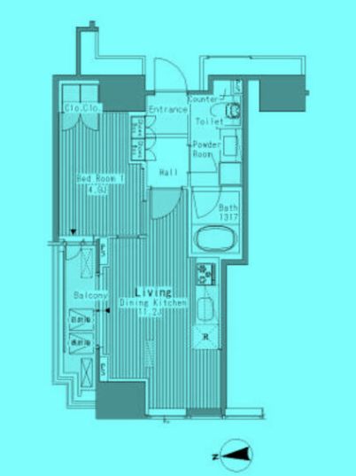 【港区浜松町のマンションの間取り】