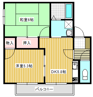 岡山市東区瀬戸町下のアパートの間取り