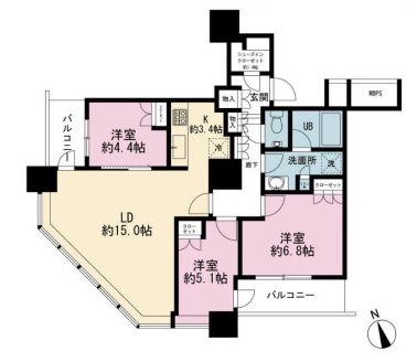 新宿区西新宿のマンションの間取り