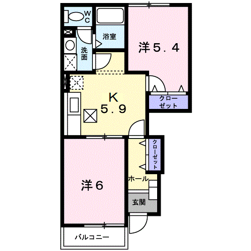 舞鶴市字七日市のアパートの間取り