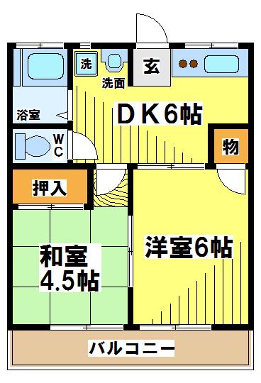 府中市白糸台のアパートの間取り