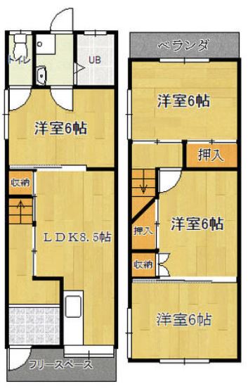 【枚方市上島町貸家の間取り】