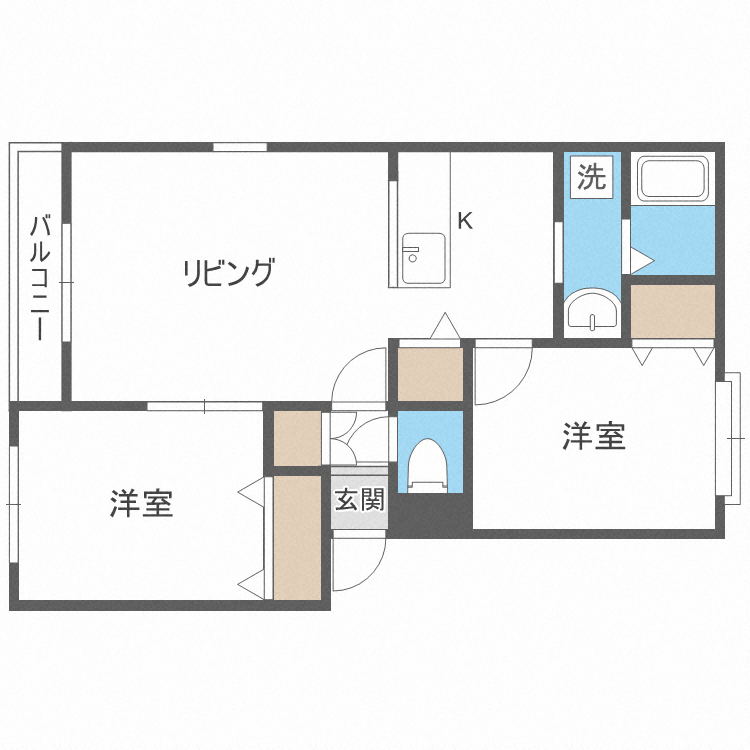 札幌市西区八軒二条東のアパートの間取り