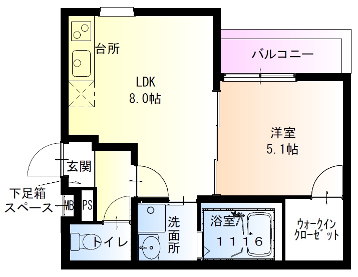 フジパレス立花水堂町の間取り