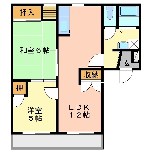 徳島市新浜本町のアパートの間取り