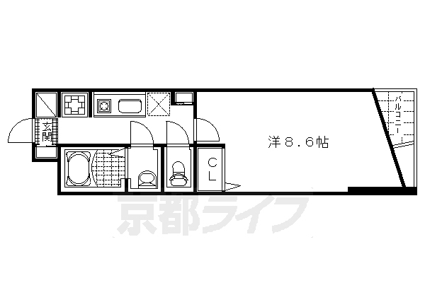 京都市下京区燈籠町のマンションの間取り