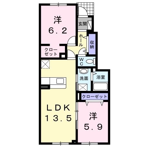 名寄市西十二条北のアパートの間取り