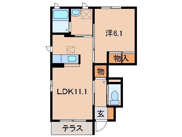 和歌山市西庄のアパートの間取り