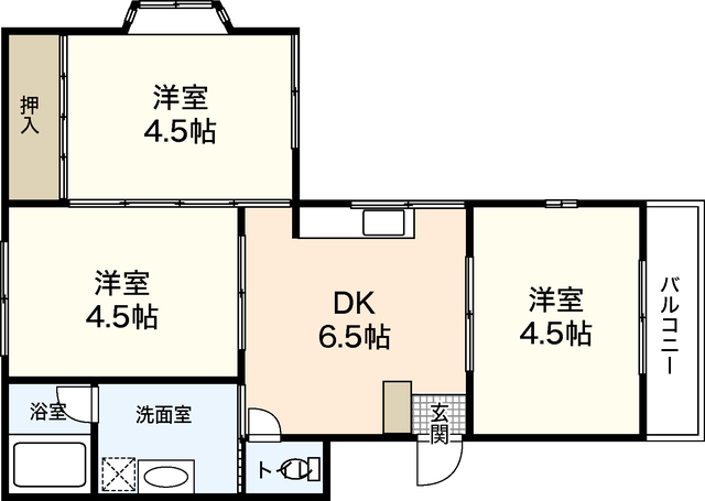 広島市佐伯区楽々園のアパートの間取り