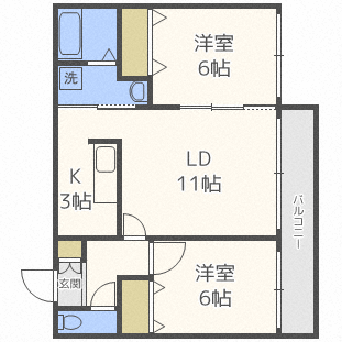 北海道札幌市豊平区美園九条２（マンション）の賃貸物件の間取り