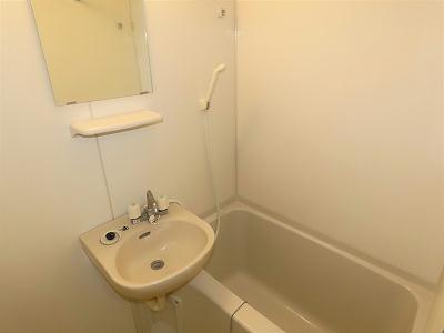 バス・シャワールーム　洗面台とユニット式のお風呂です