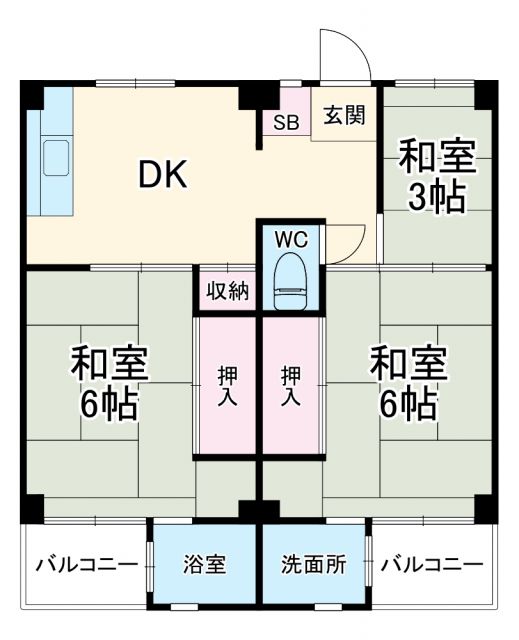 ビレッジハウス勝田4号棟の間取り写真