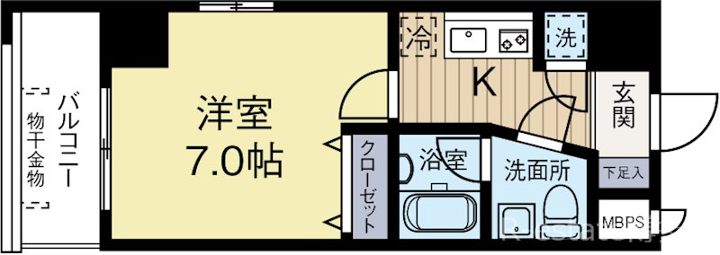 地下鉄箱崎線 呉服町駅 徒歩2分 14階建 築19年の間取り写真