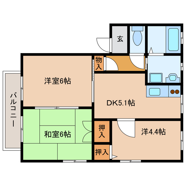 【都城市都原町のアパートの間取り】