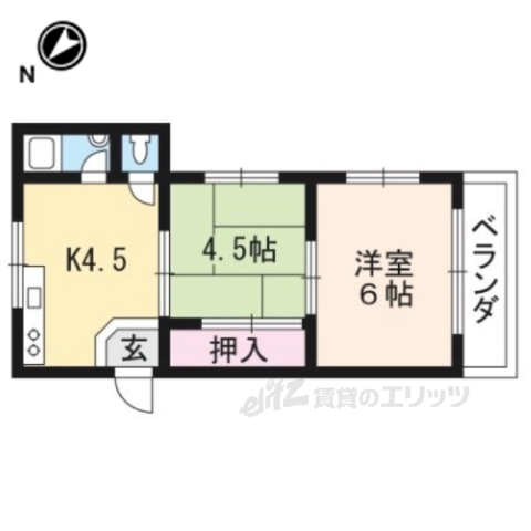 京都市北区上賀茂津ノ国町のマンションの間取り