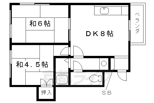 【京都市左京区田中上大久保町のマンションの間取り】