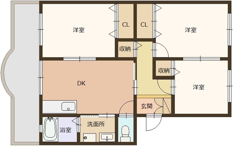 姫路市大津区天満のマンションの間取り