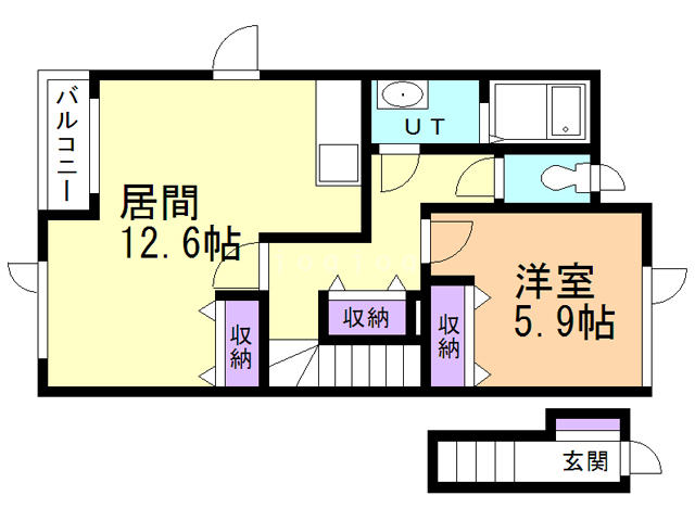 函館市湯川町のアパートの間取り