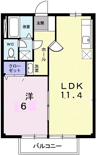 宇土市松山町のアパートの間取り