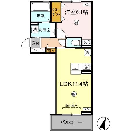 菊池市隈府のアパートの間取り