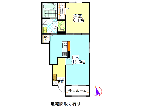 江田島市大柿町飛渡瀬のアパートの間取り