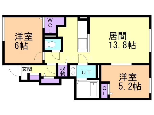 【滝川市東町のアパートの間取り】