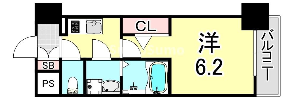 神戸市兵庫区鍛冶屋町のマンションの間取り