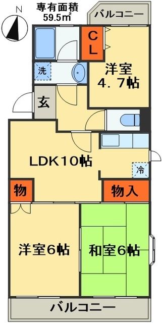 千葉市花見川区宮野木台のマンションの間取り