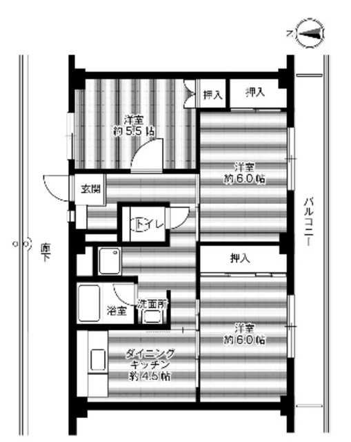 倉敷市福田町浦田のマンションの間取り