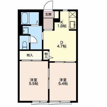碧南市志貴崎町のアパートの間取り