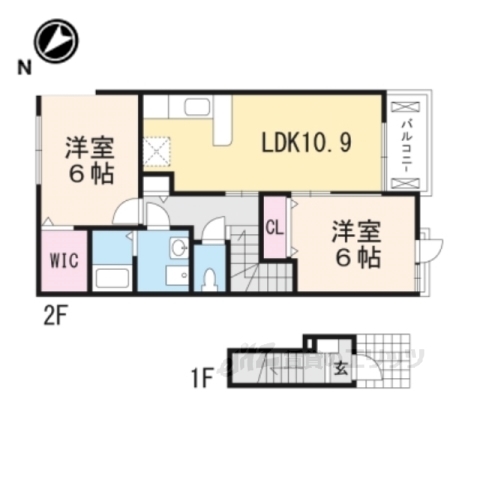 綾部市下八田町のアパートの間取り